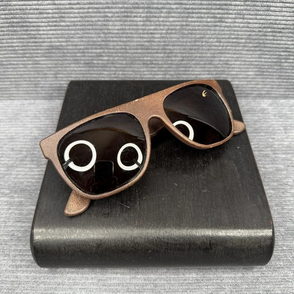 SUPER by RetroSuperFuture Flat‎ Top Brown Leather Wrapped Sunglasses Italy